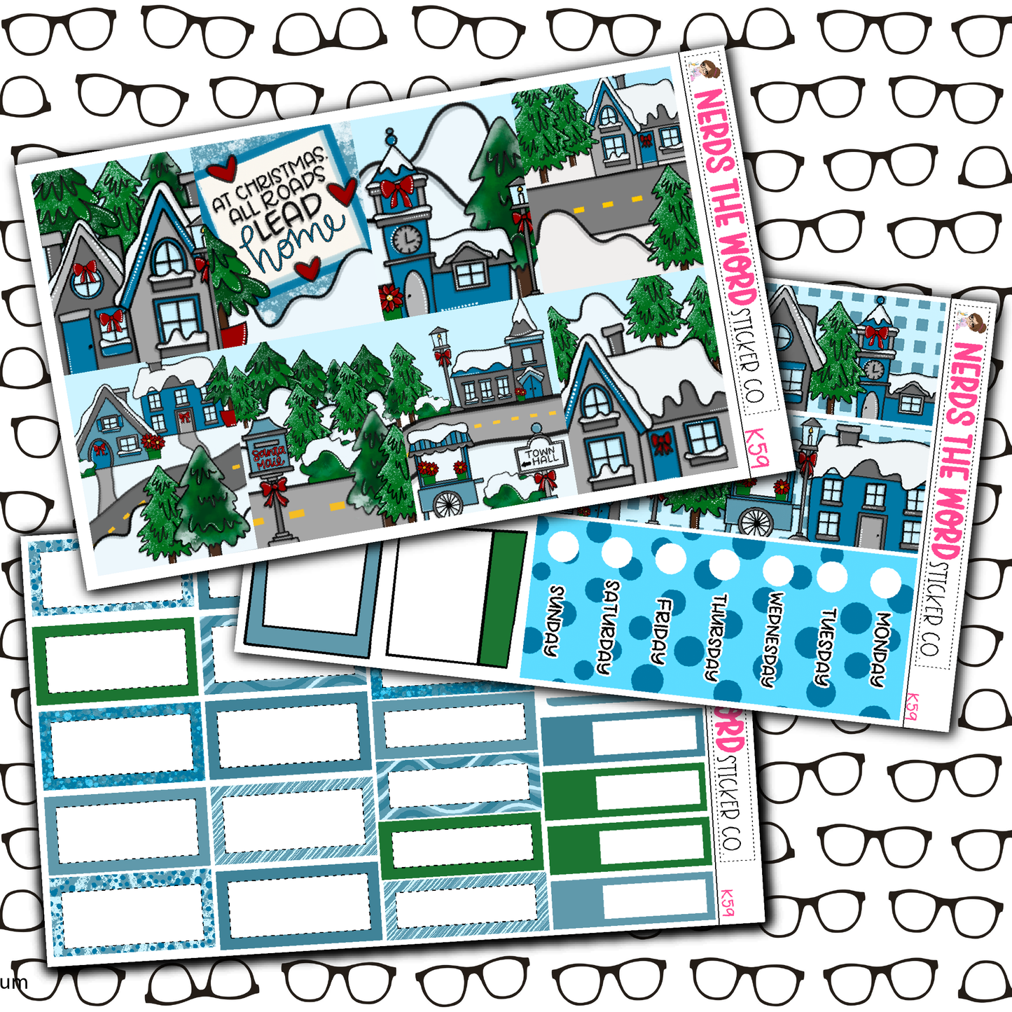 Christmas Village Monthly, Weekly and or Journaling Sticker Kit