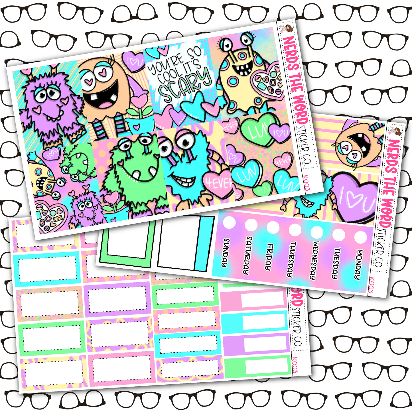 Monster Love Monthly, Weekly and or Journaling Sticker Kit