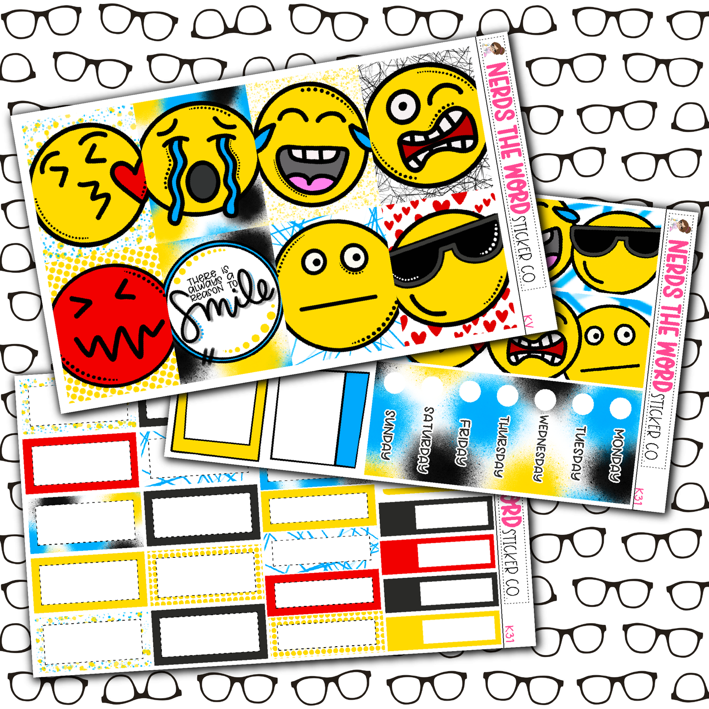 Faces Monthly, Weekly and or Journaling Sticker Kit