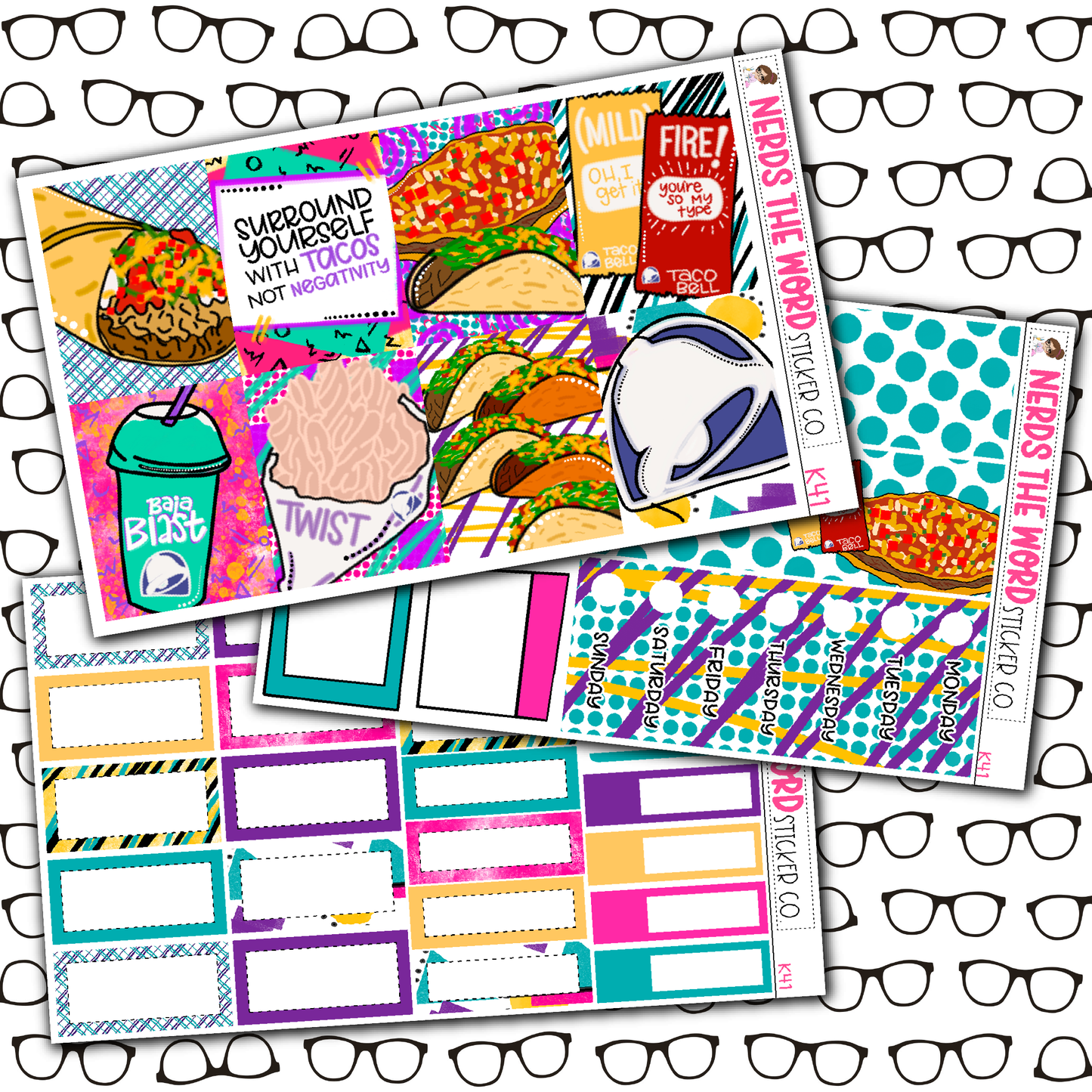 Tacos Monthly, Weekly and or Journaling Sticker Kit