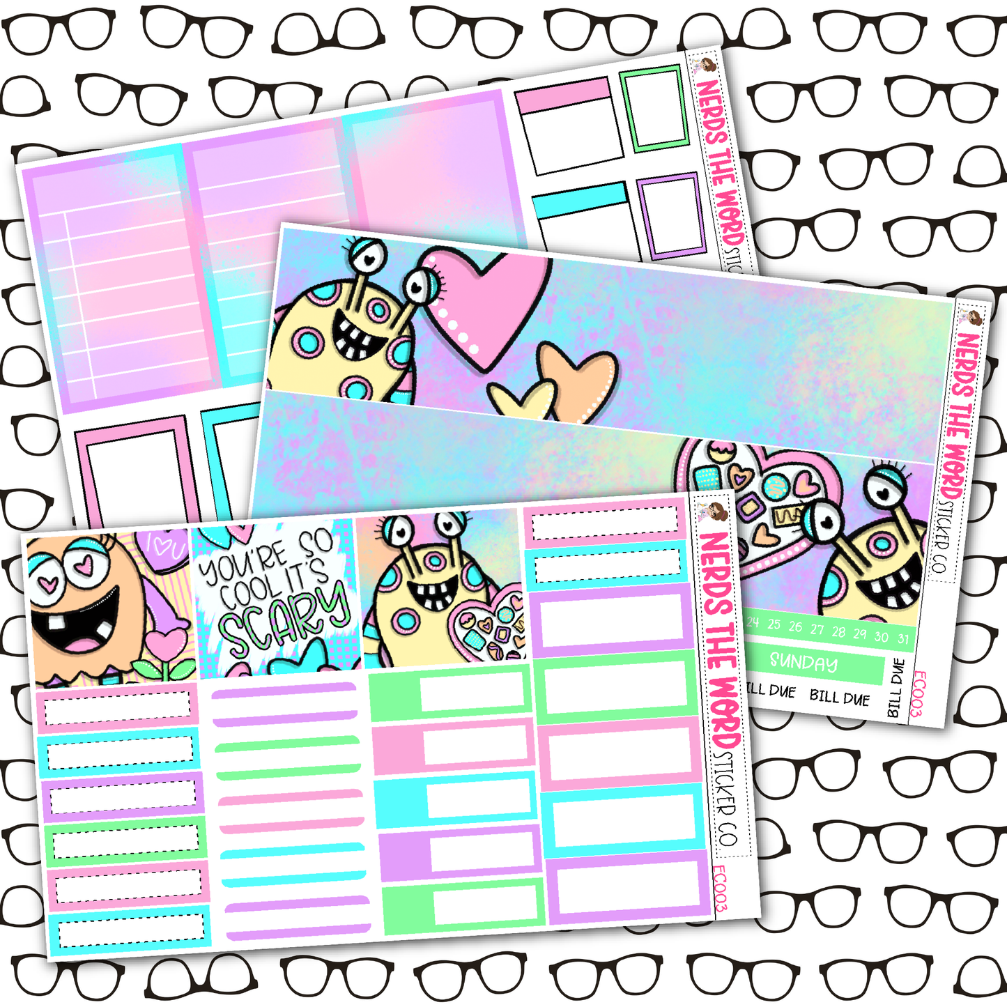 Monster Love Monthly, Weekly and or Journaling Sticker Kit