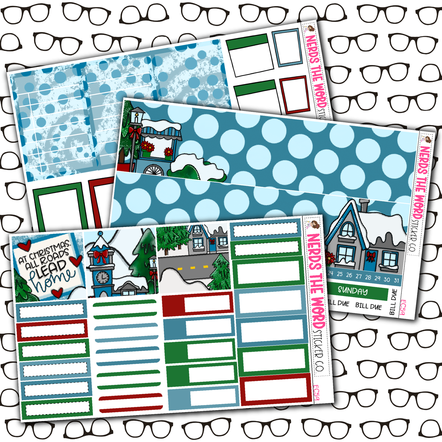 Christmas Village Monthly, Weekly and or Journaling Sticker Kit