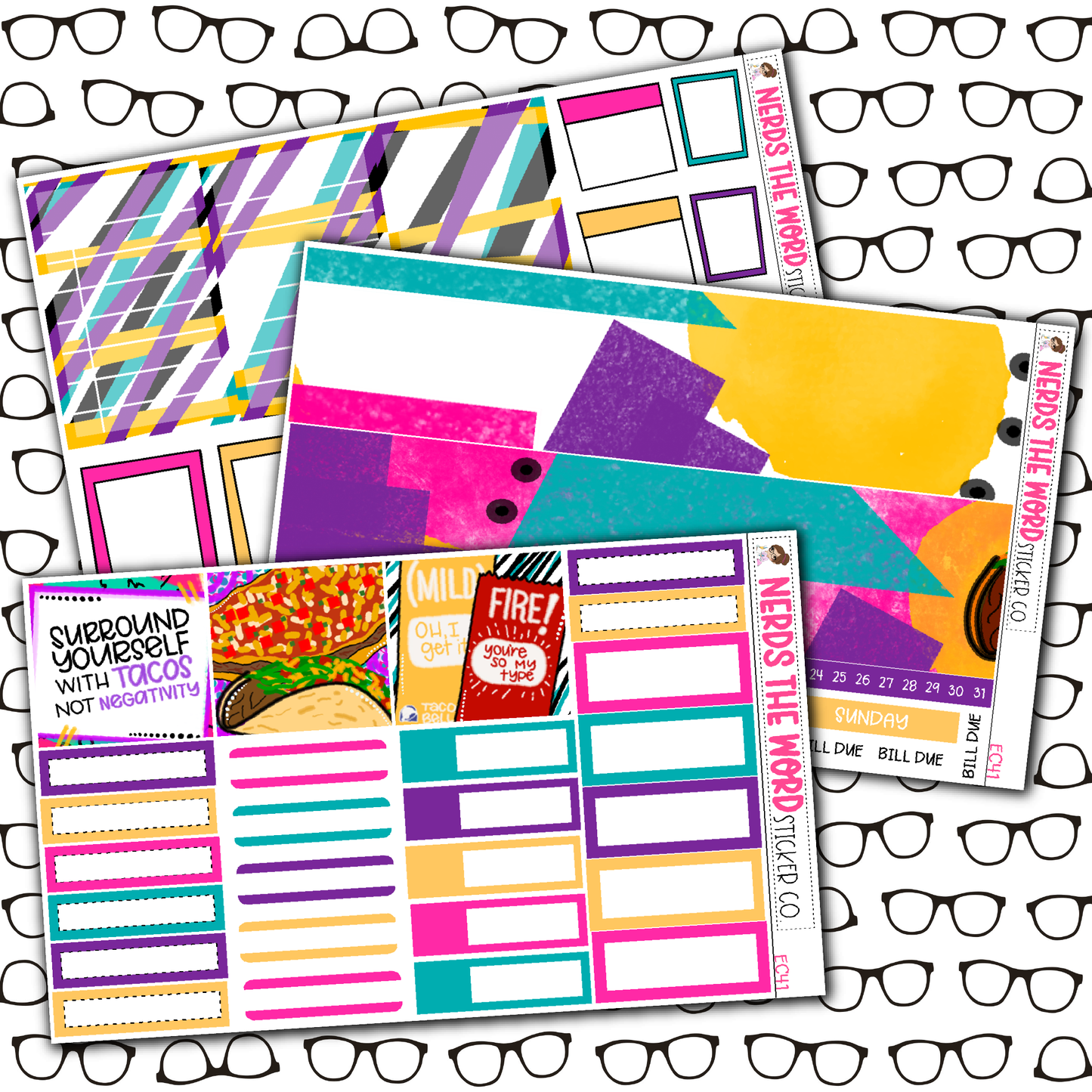 Tacos Monthly, Weekly and or Journaling Sticker Kit