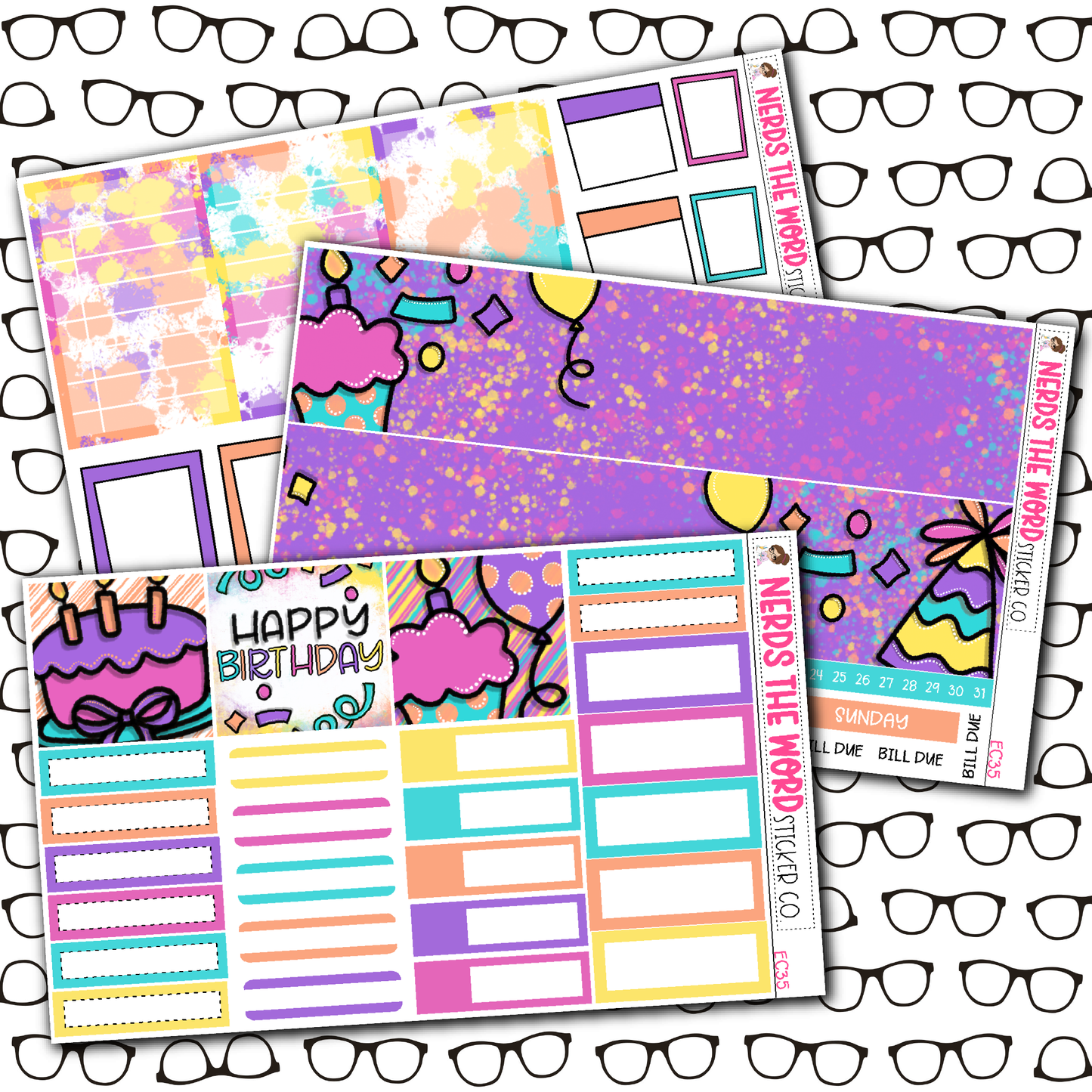 Girly Birthday Monthly, Weekly and or Journaling Sticker Kit