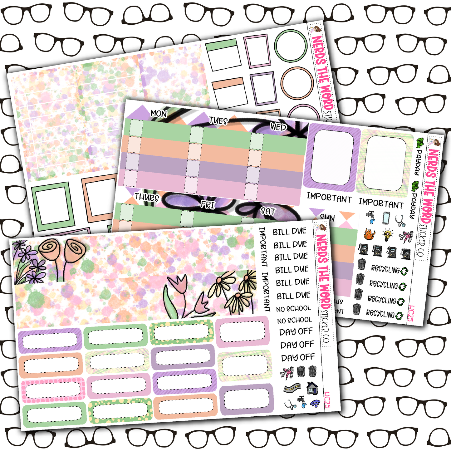 Watercolor Floweres Monthly, Weekly and or Journaling Sticker Kit