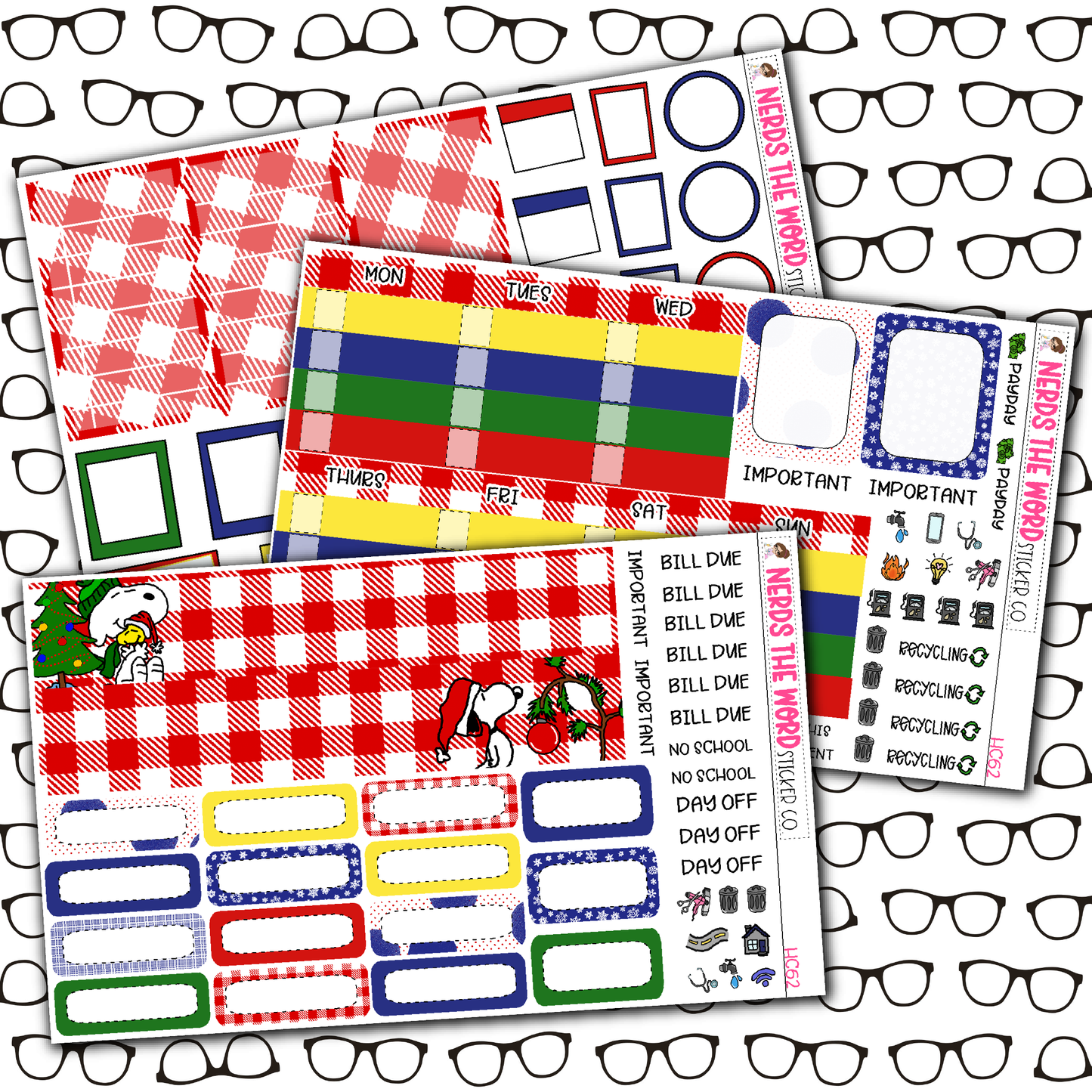 Dog Christmas Monthly, Weekly and or Journaling Sticker Kit