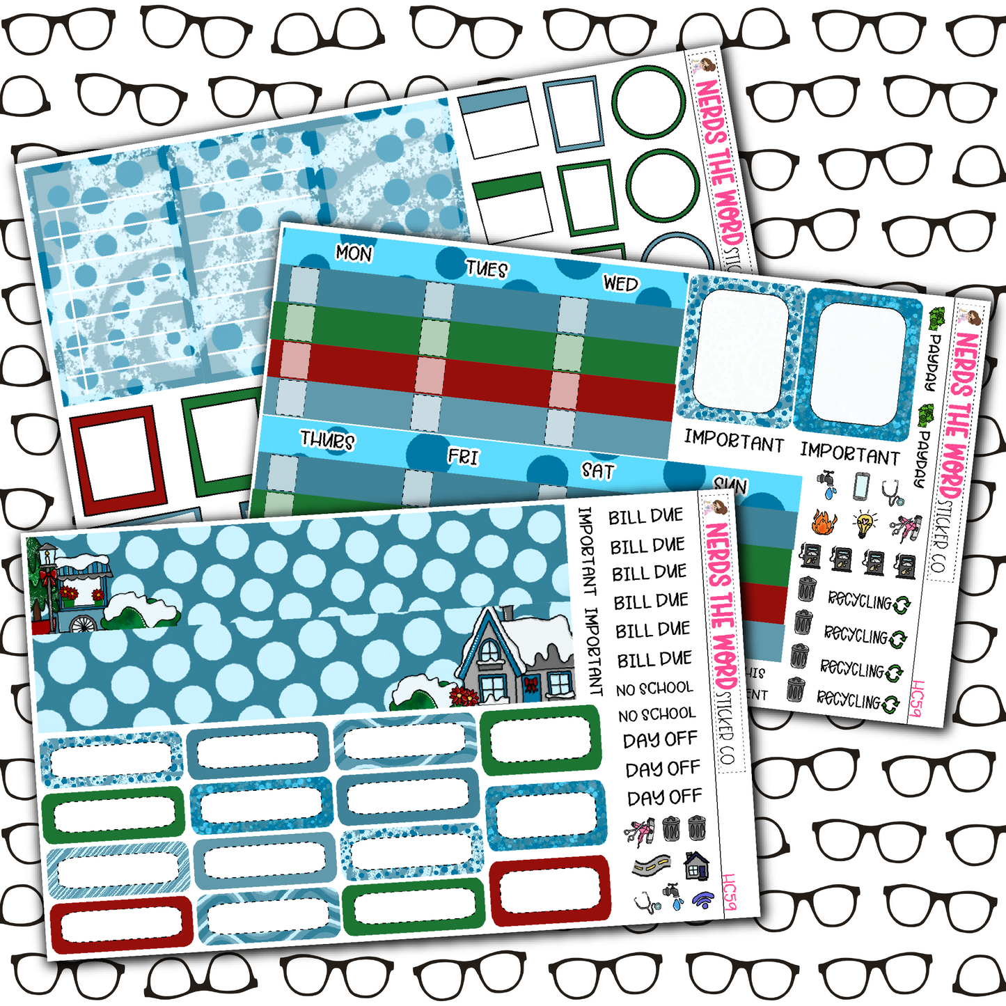 Christmas Village Monthly, Weekly and or Journaling Sticker Kit