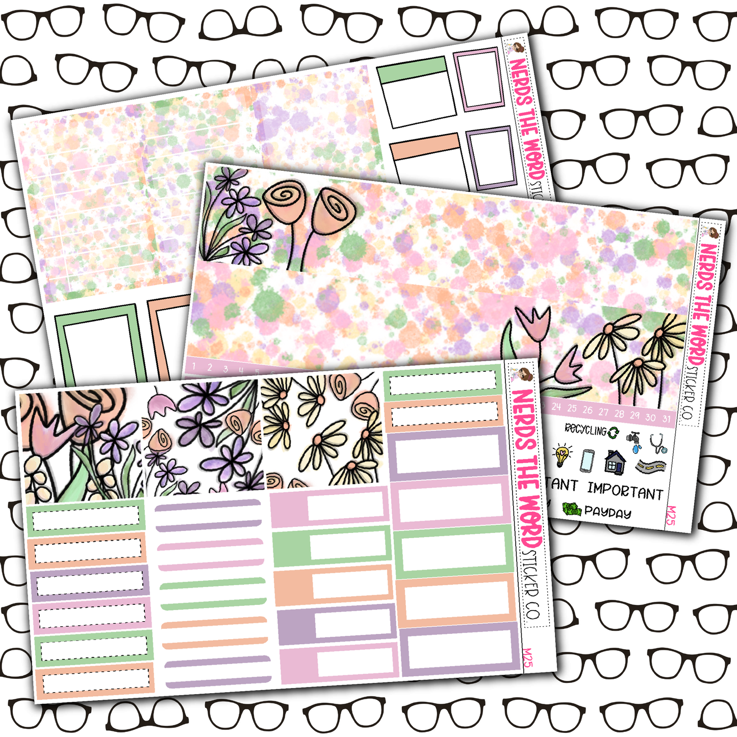 Watercolor Floweres Monthly, Weekly and or Journaling Sticker Kit