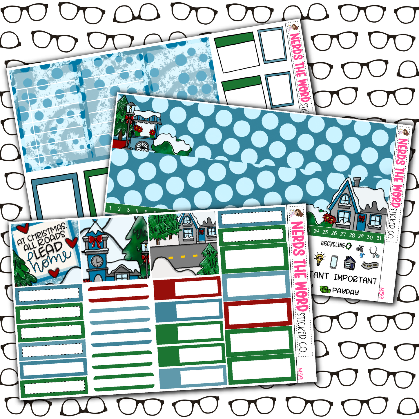 Christmas Village Monthly, Weekly and or Journaling Sticker Kit