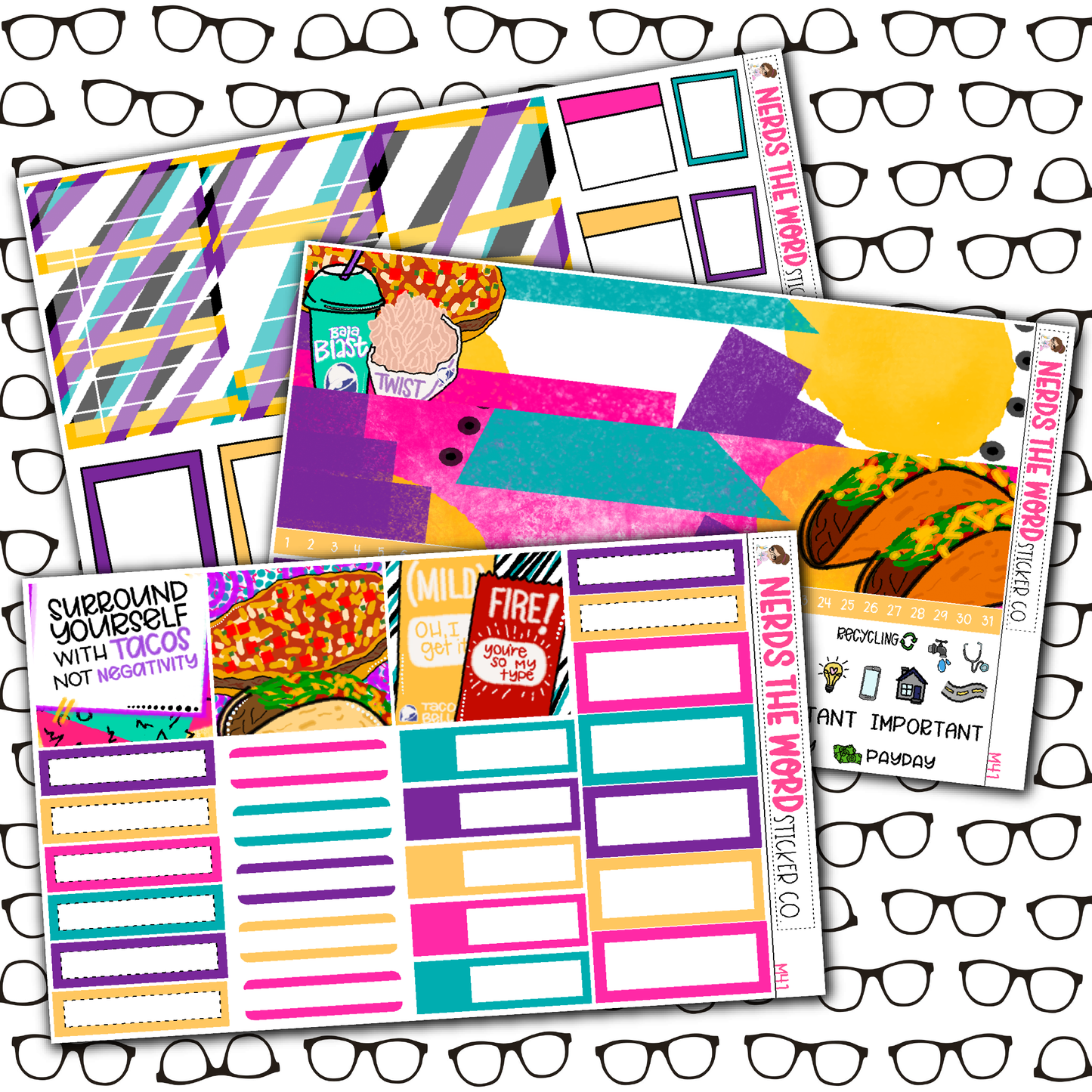 Tacos Monthly, Weekly and or Journaling Sticker Kit