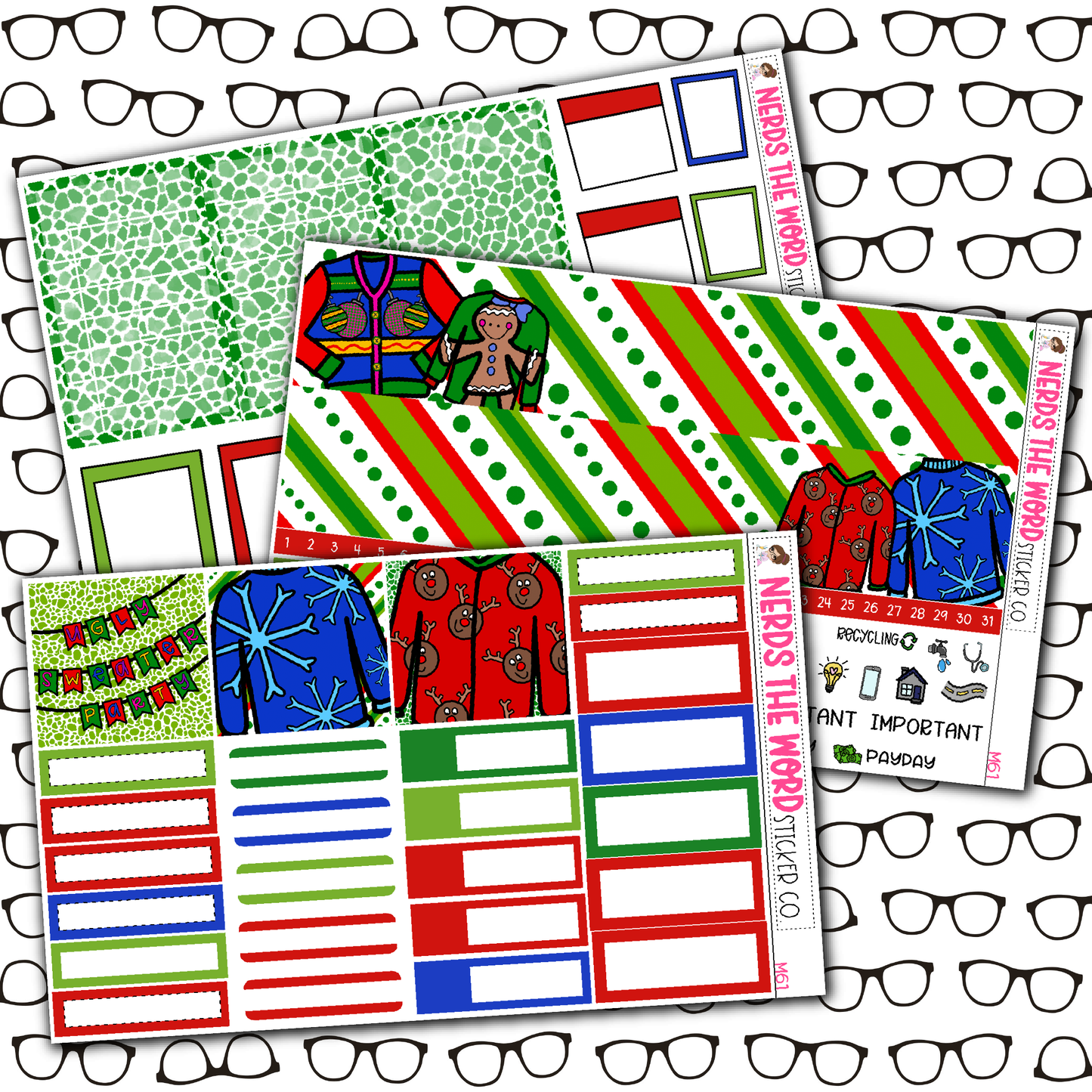 Ugly Sweater Monthly, Weekly and or Journaling Sticker Kit
