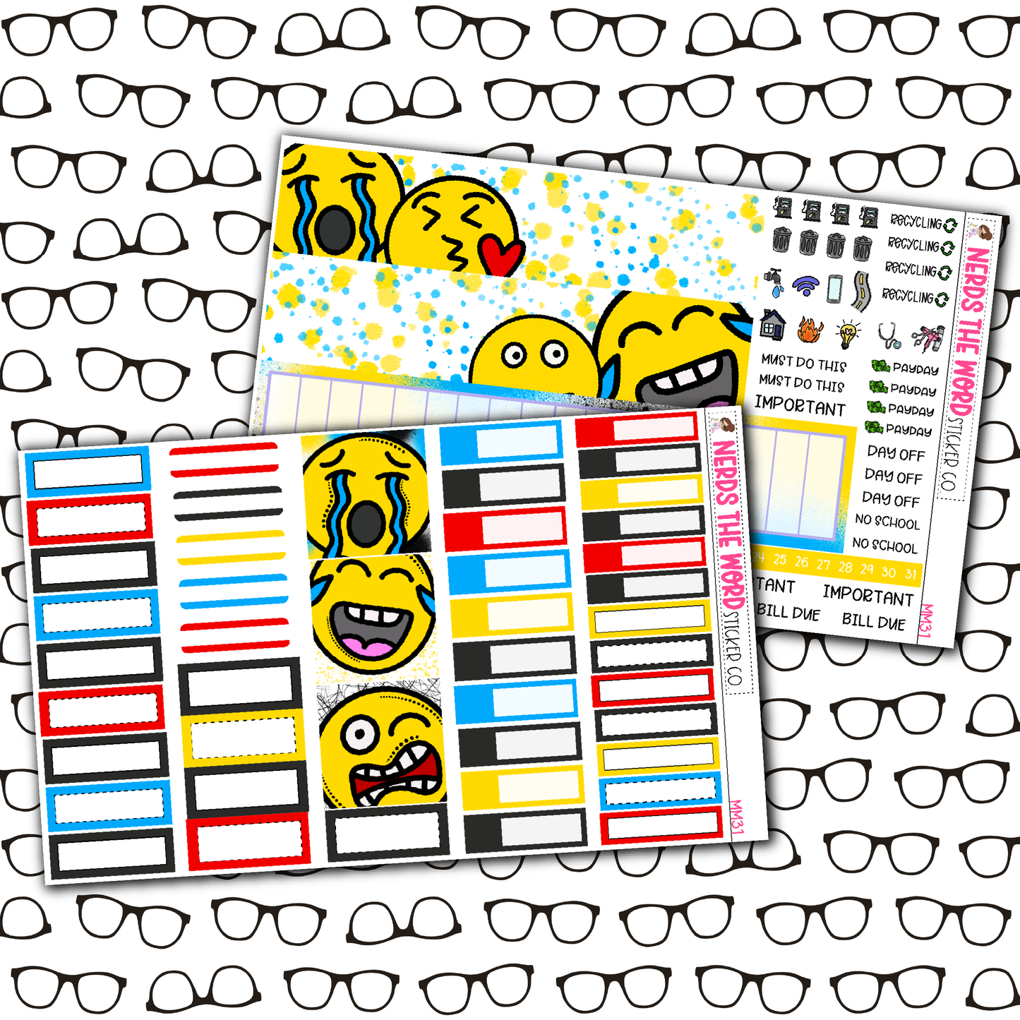 Faces Monthly, Weekly and or Journaling Sticker Kit