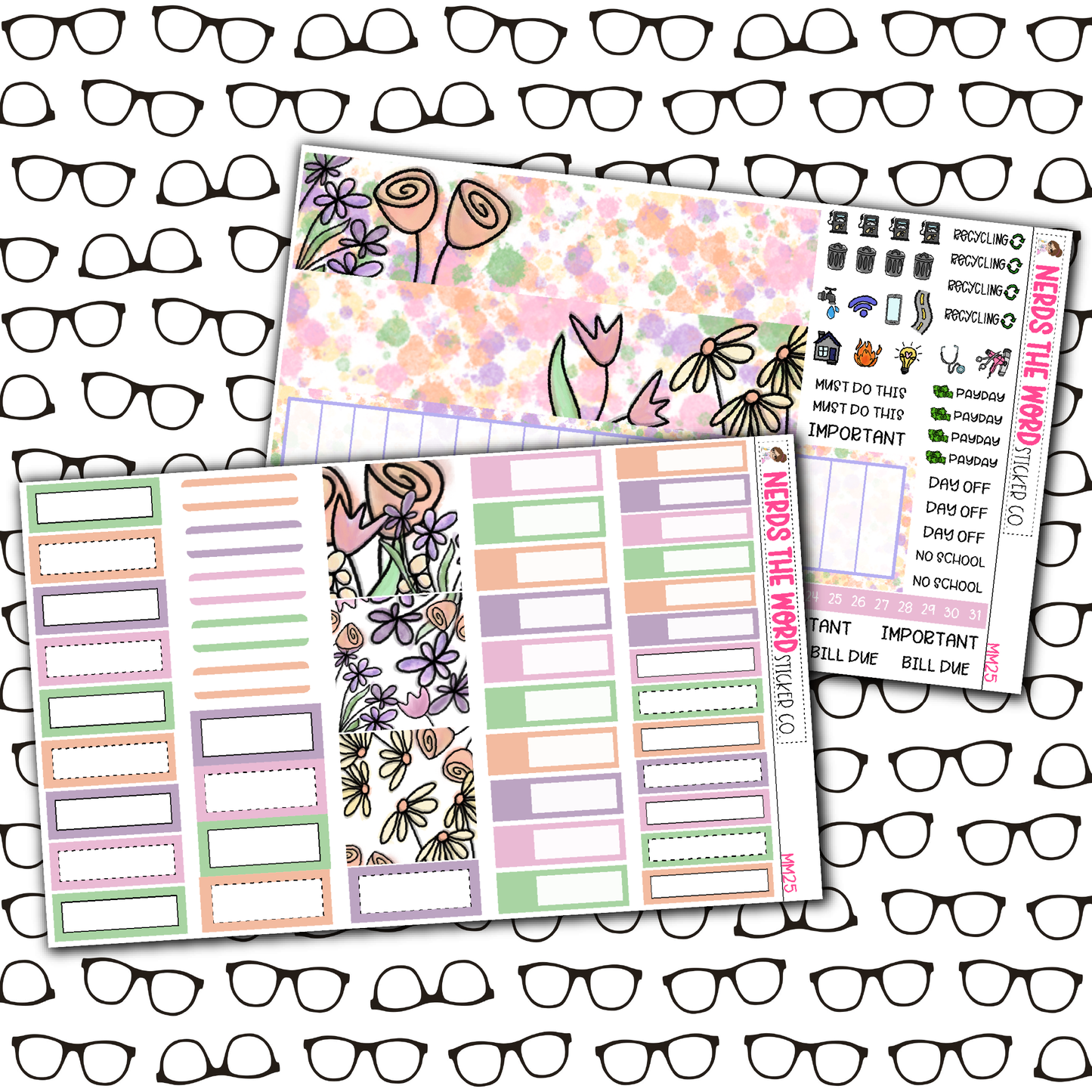 Watercolor Floweres Monthly, Weekly and or Journaling Sticker Kit