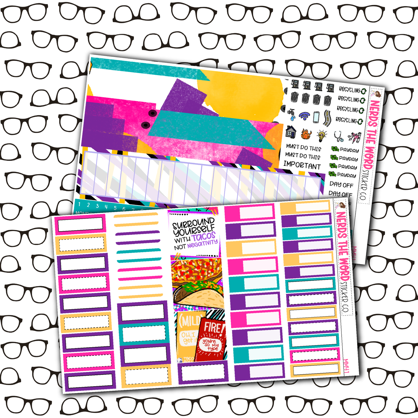 Tacos Monthly, Weekly and or Journaling Sticker Kit