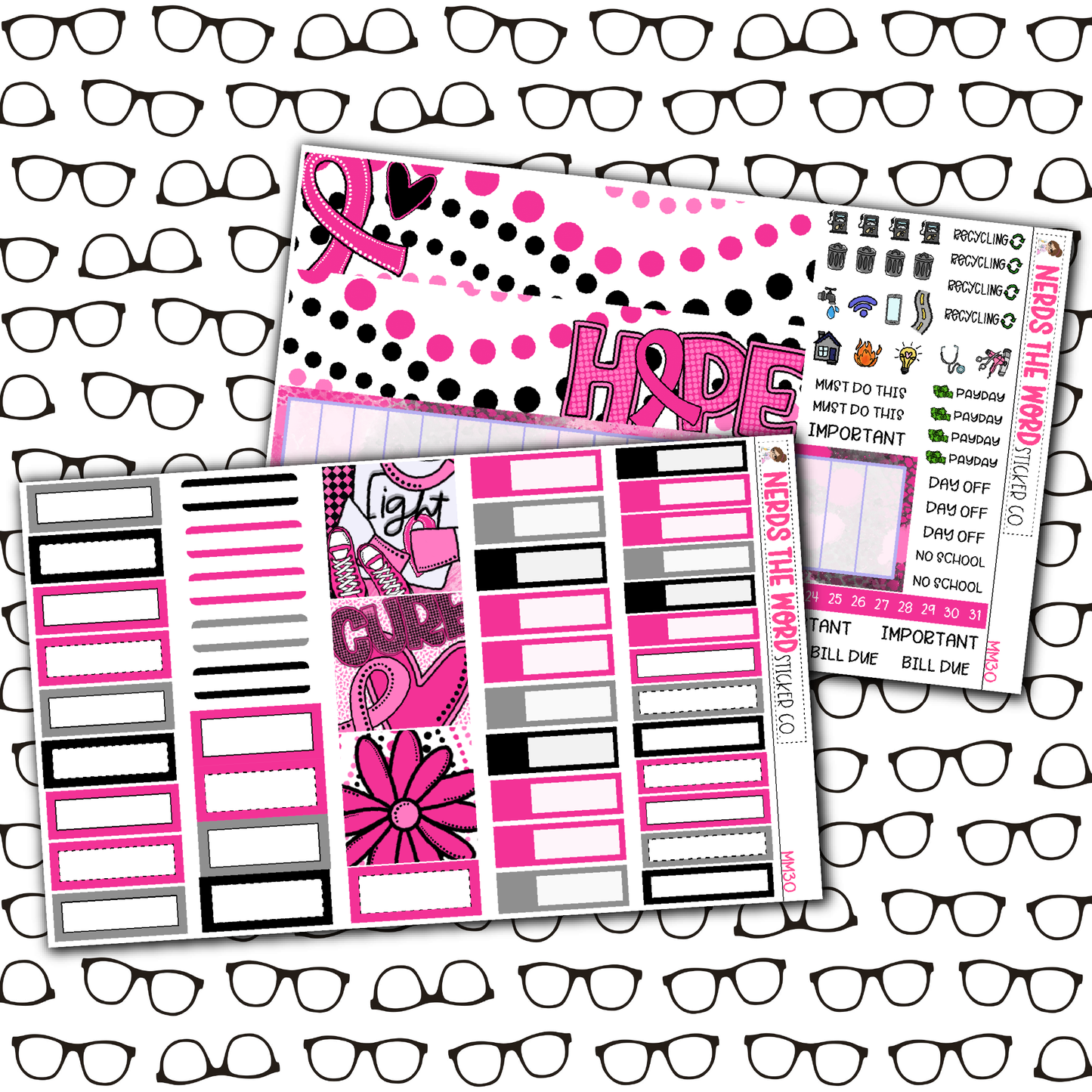 Breast Cancer Monthly, Weekly and or Journaling Sticker Kit
