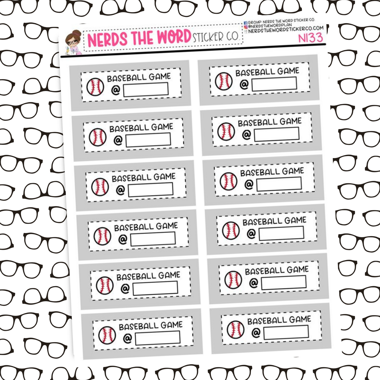 Baseball Game Functional Box Sticker