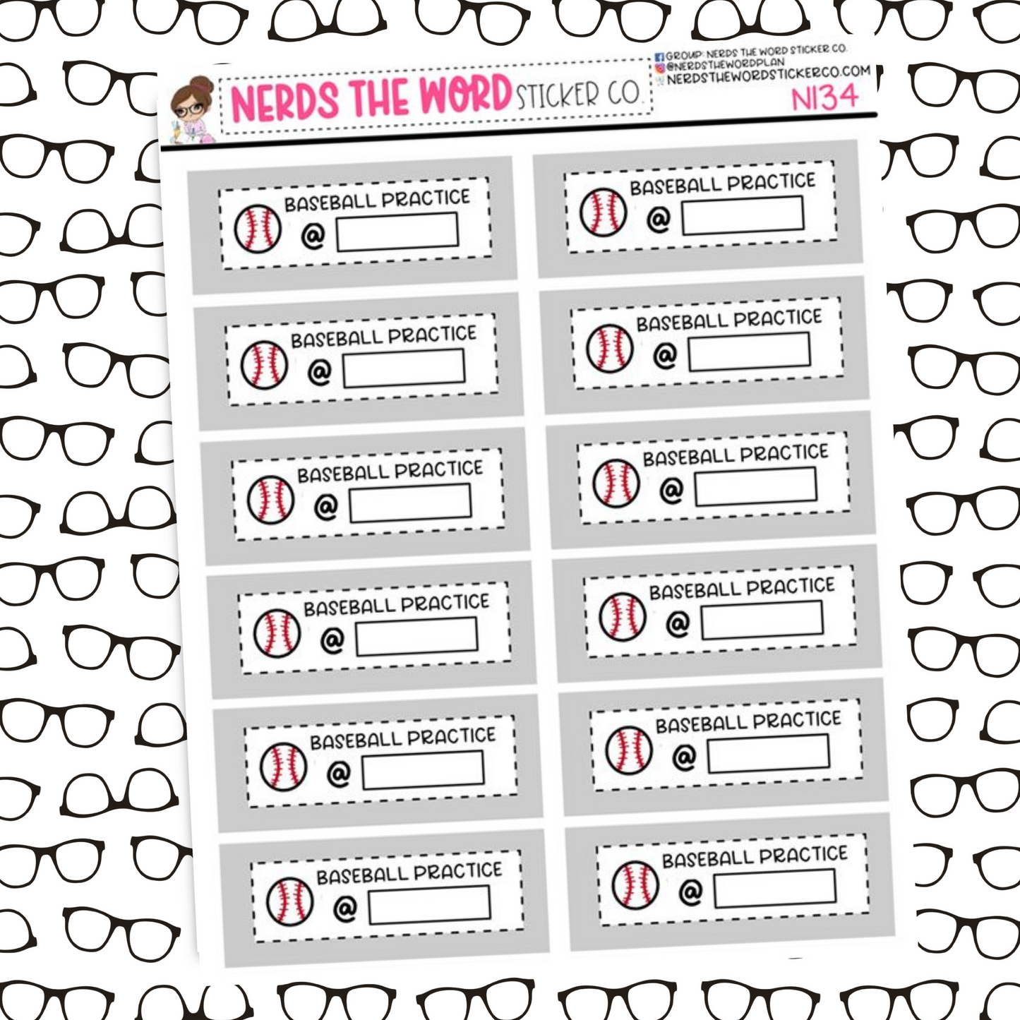 Baseball Practice Functional Box Sticker