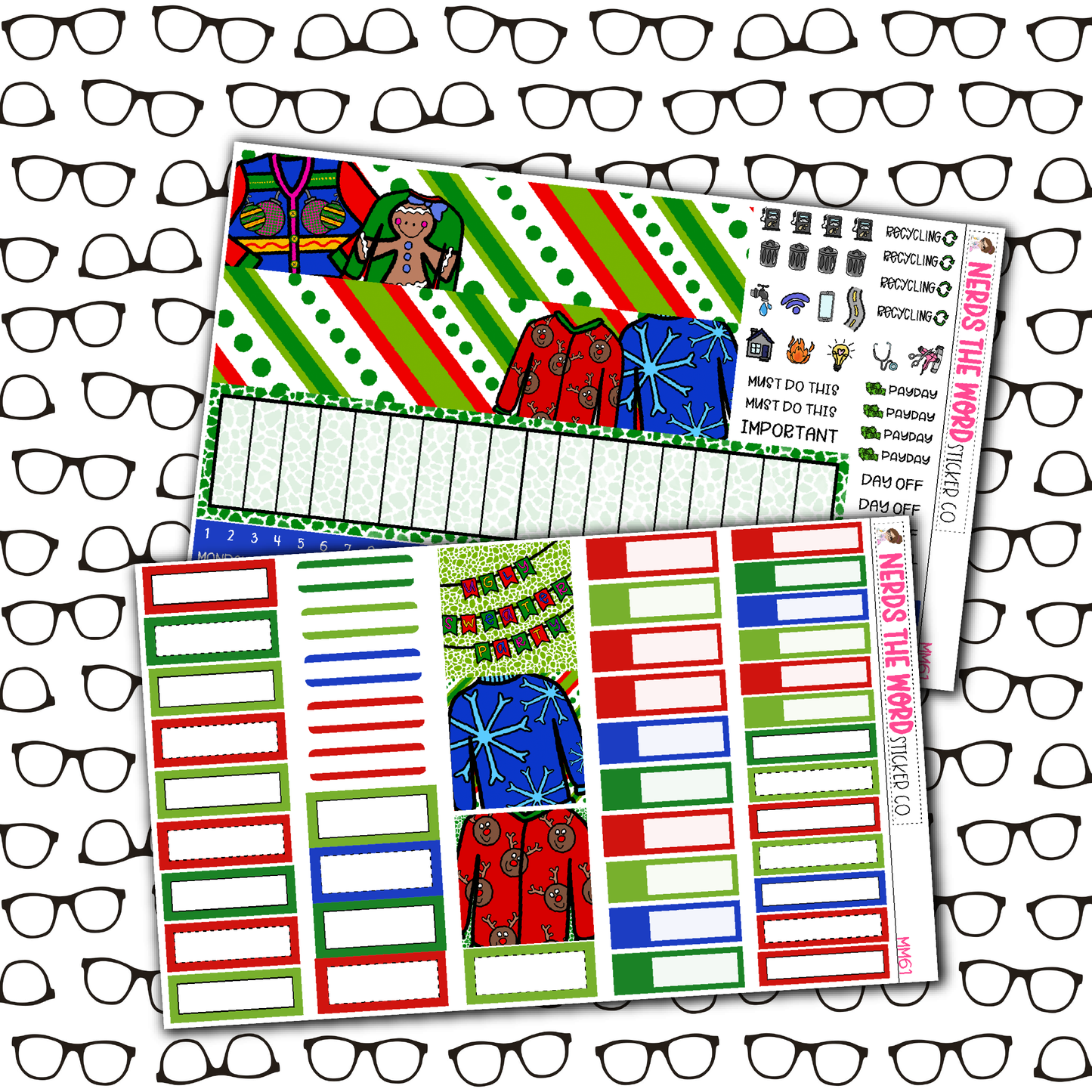 Ugly Sweater Monthly, Weekly and or Journaling Sticker Kit