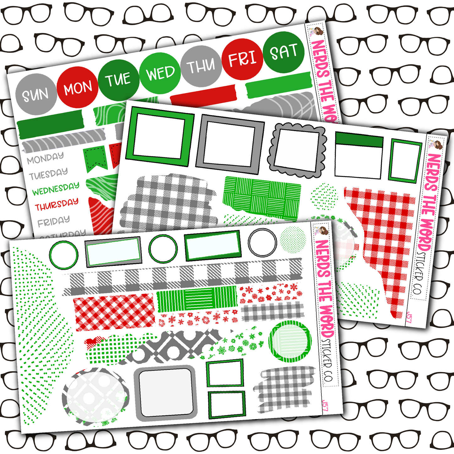 Hippo for Christmas Monthly, Weekly and or Journaling Sticker Kit