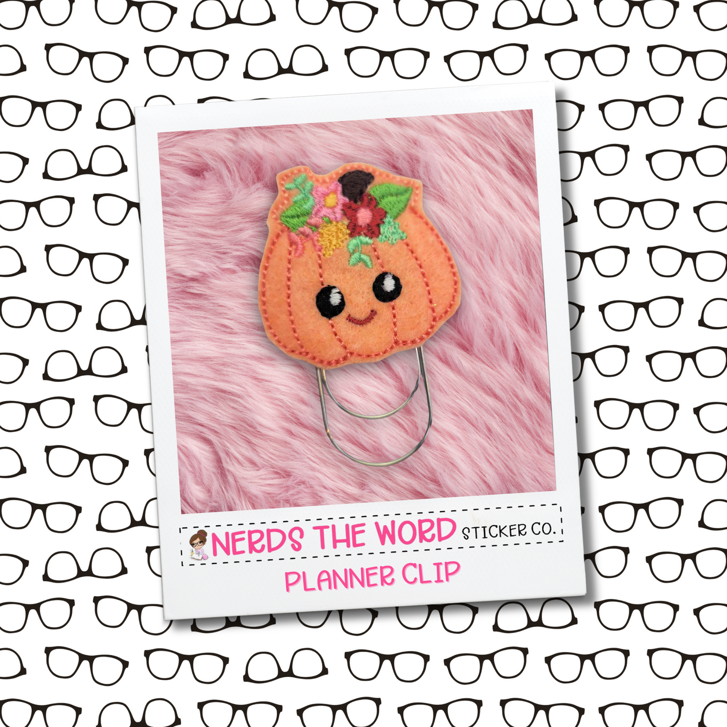 Kawaii Floral Pumpkin Planner Paper Clip