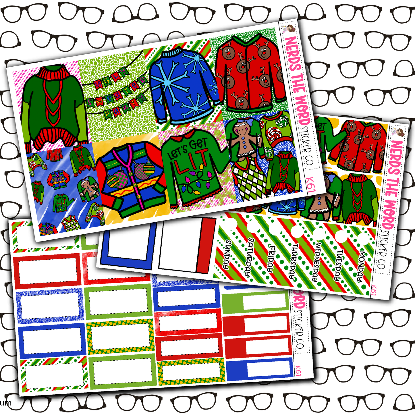 Ugly Sweater Monthly, Weekly and or Journaling Sticker Kit