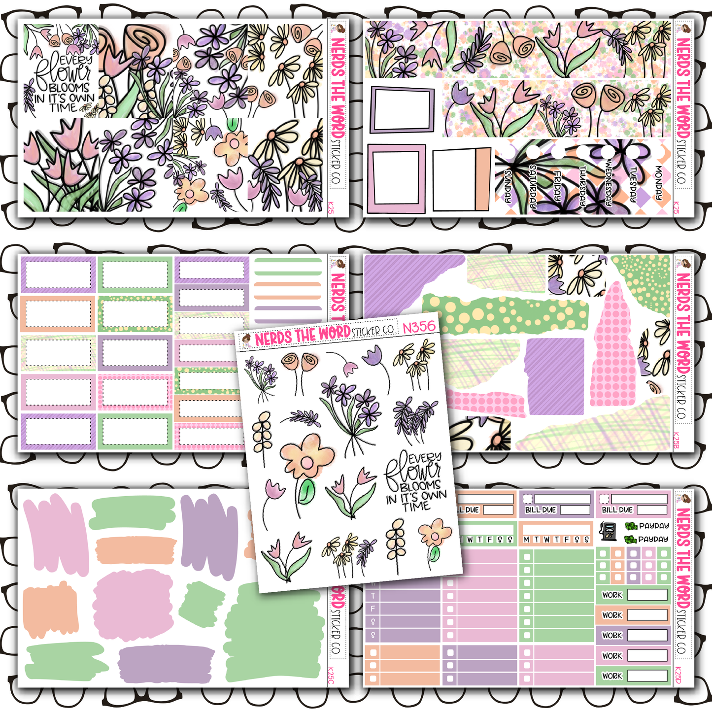Watercolor Floweres Monthly, Weekly and or Journaling Sticker Kit