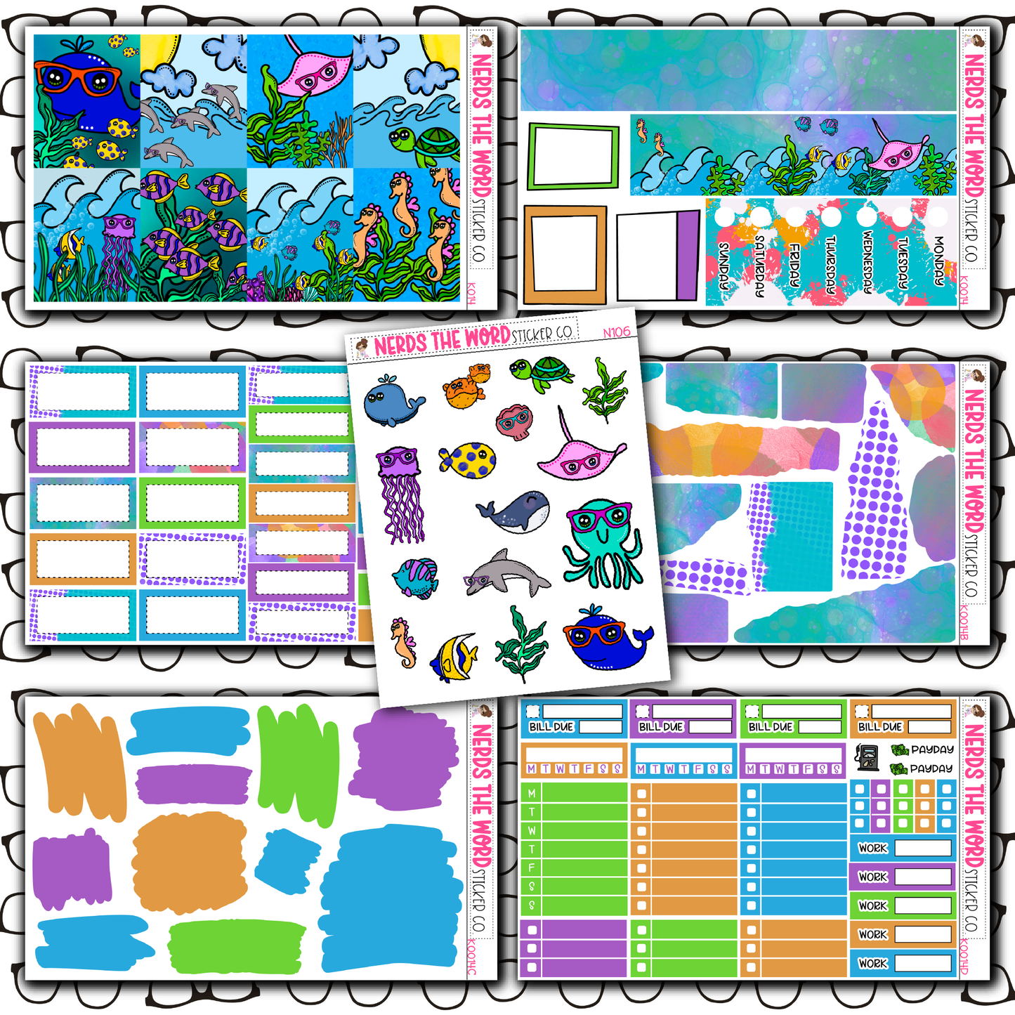 Under the Sea Monthly, Weekly and or Journaling Sticker Kit