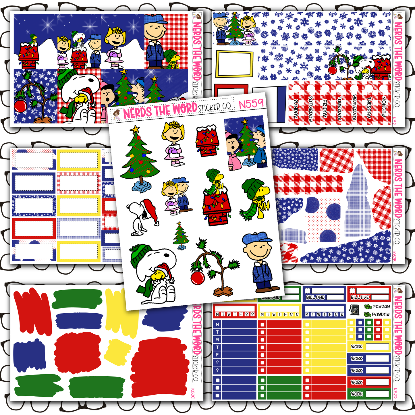 Dog Christmas Monthly, Weekly and or Journaling Sticker Kit