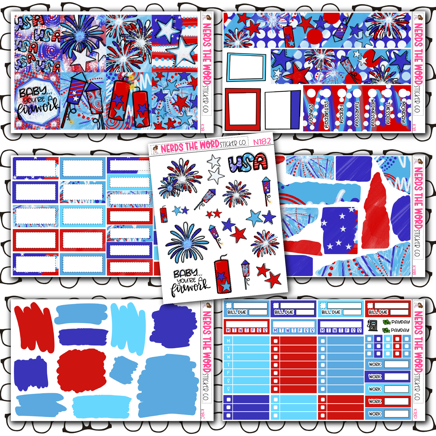 Firework Monthly, Weekly and or Journaling Sticker Kit