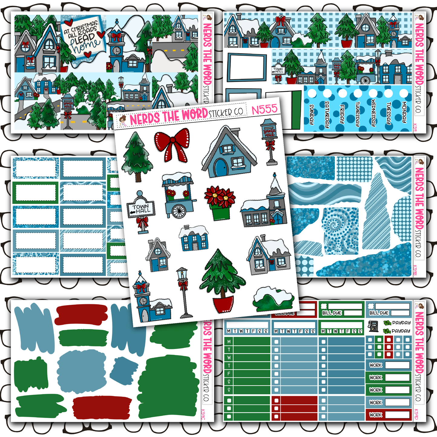 Christmas Village Monthly, Weekly and or Journaling Sticker Kit