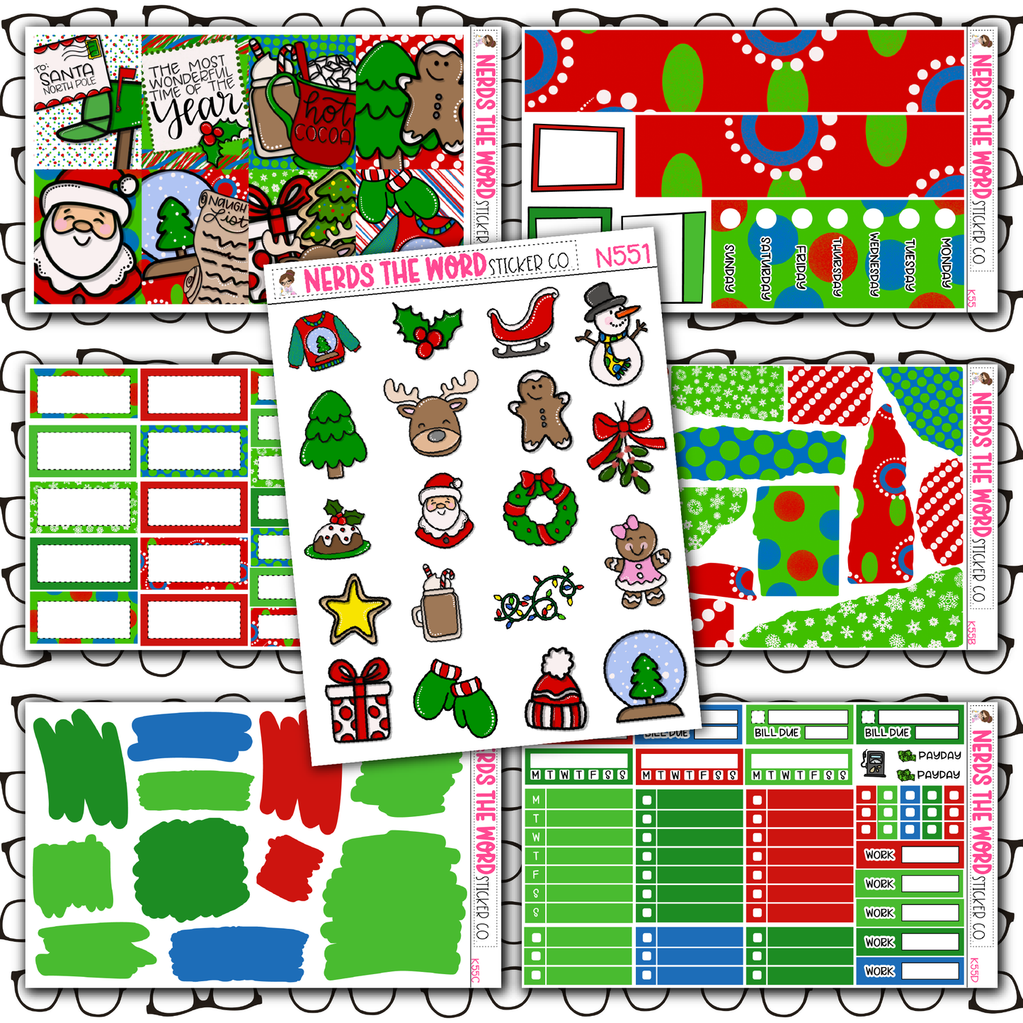 Classic Christmas Monthly, Weekly and or Journaling Sticker Kit