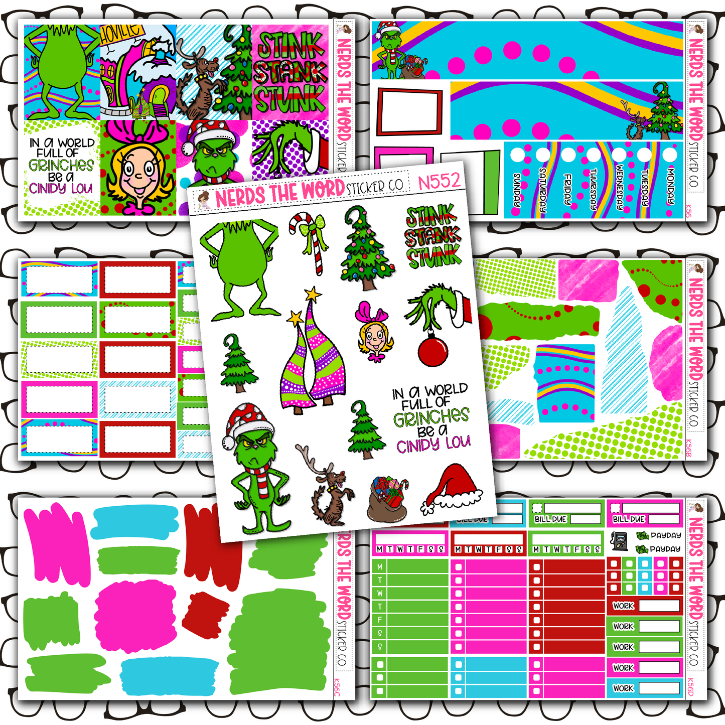 You're a Mean One Monthly, Weekly and or Journaling Sticker Kit