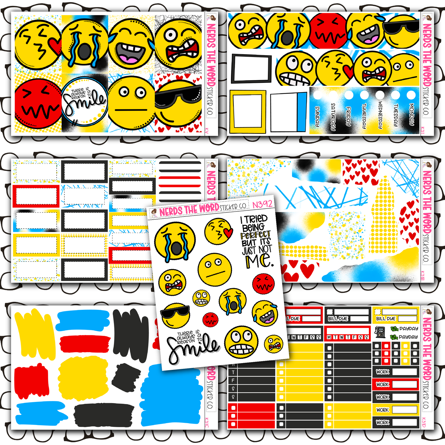 Faces Monthly, Weekly and or Journaling Sticker Kit