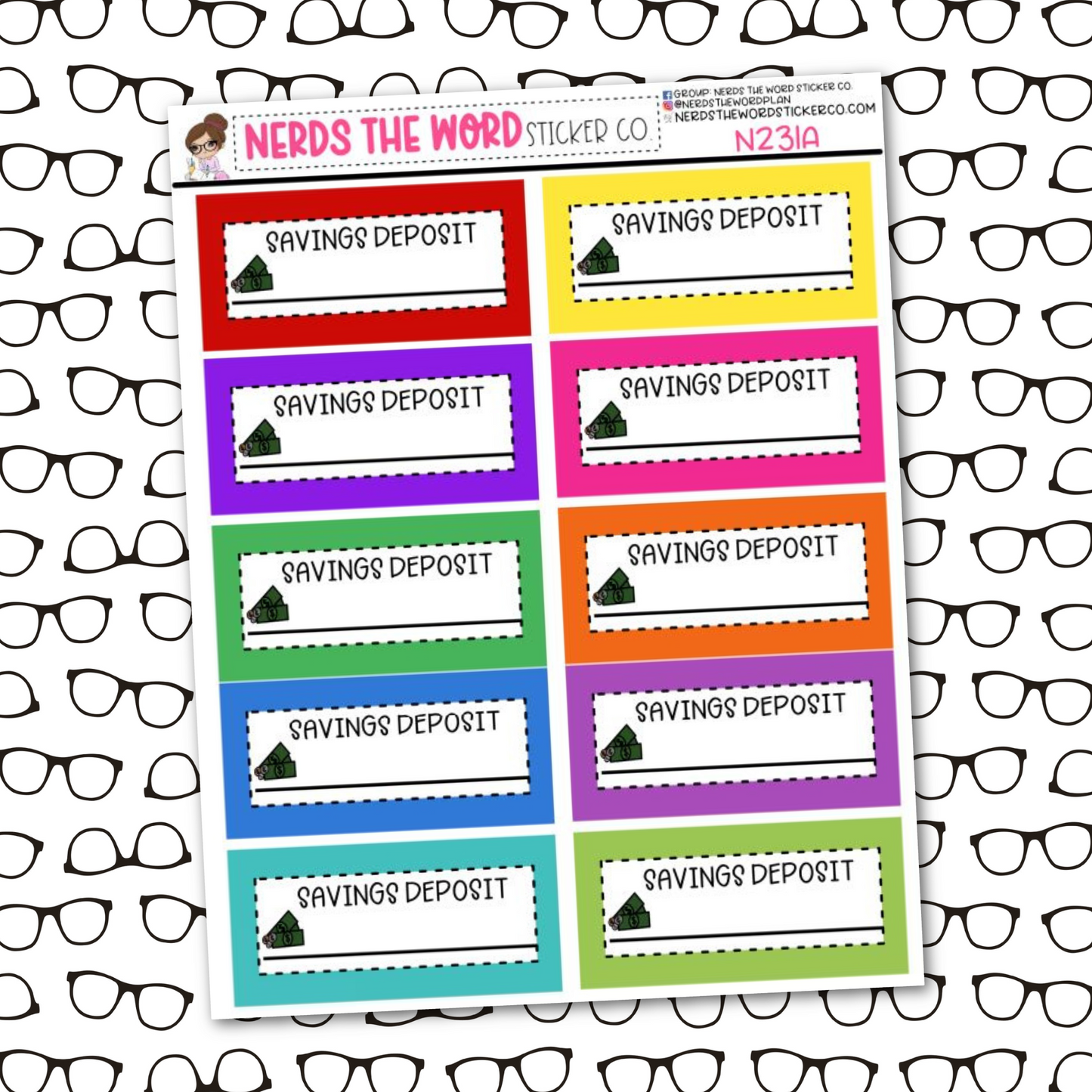 Savings Deposit Sticker Sheet