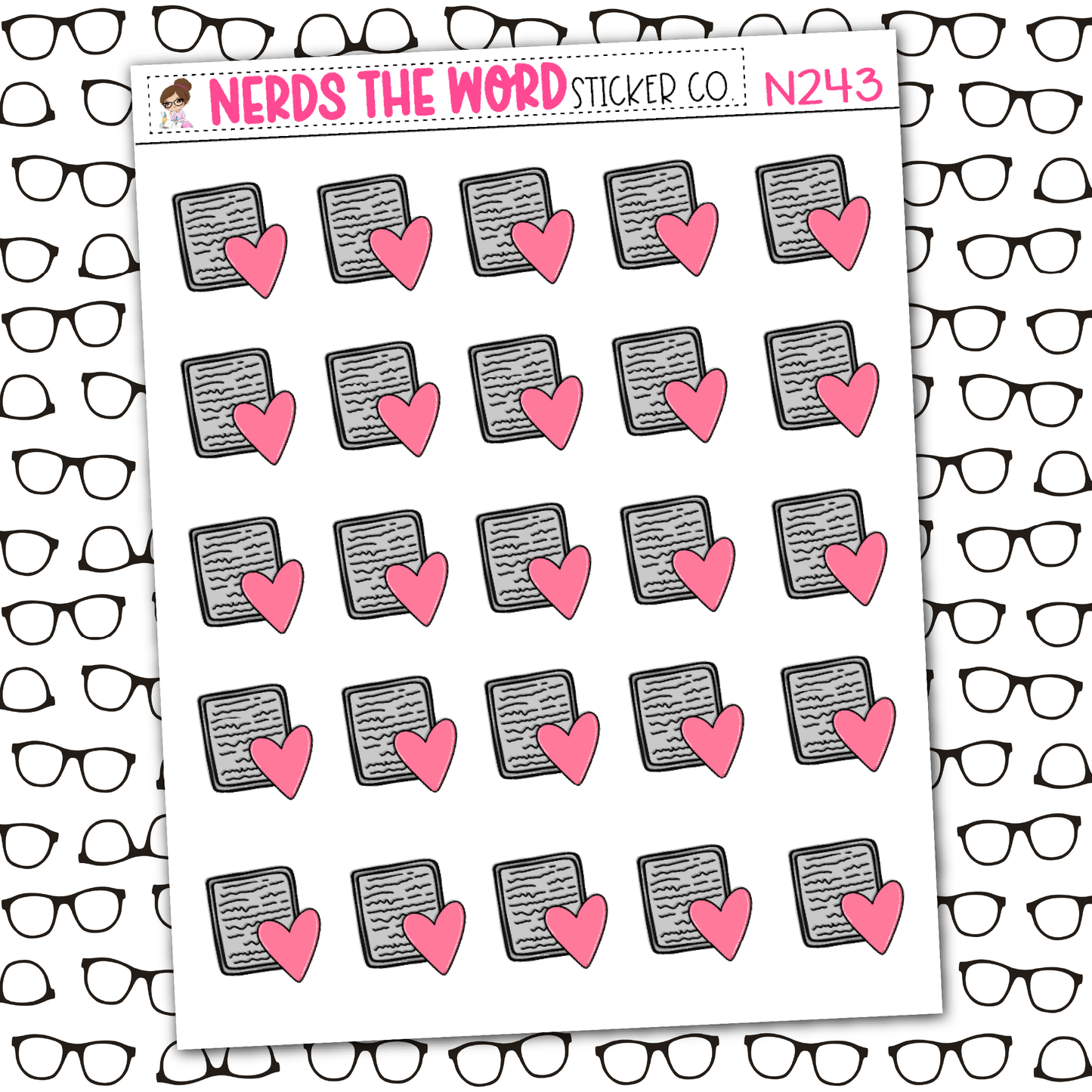 Kindle Love Icon Sticker Sheet