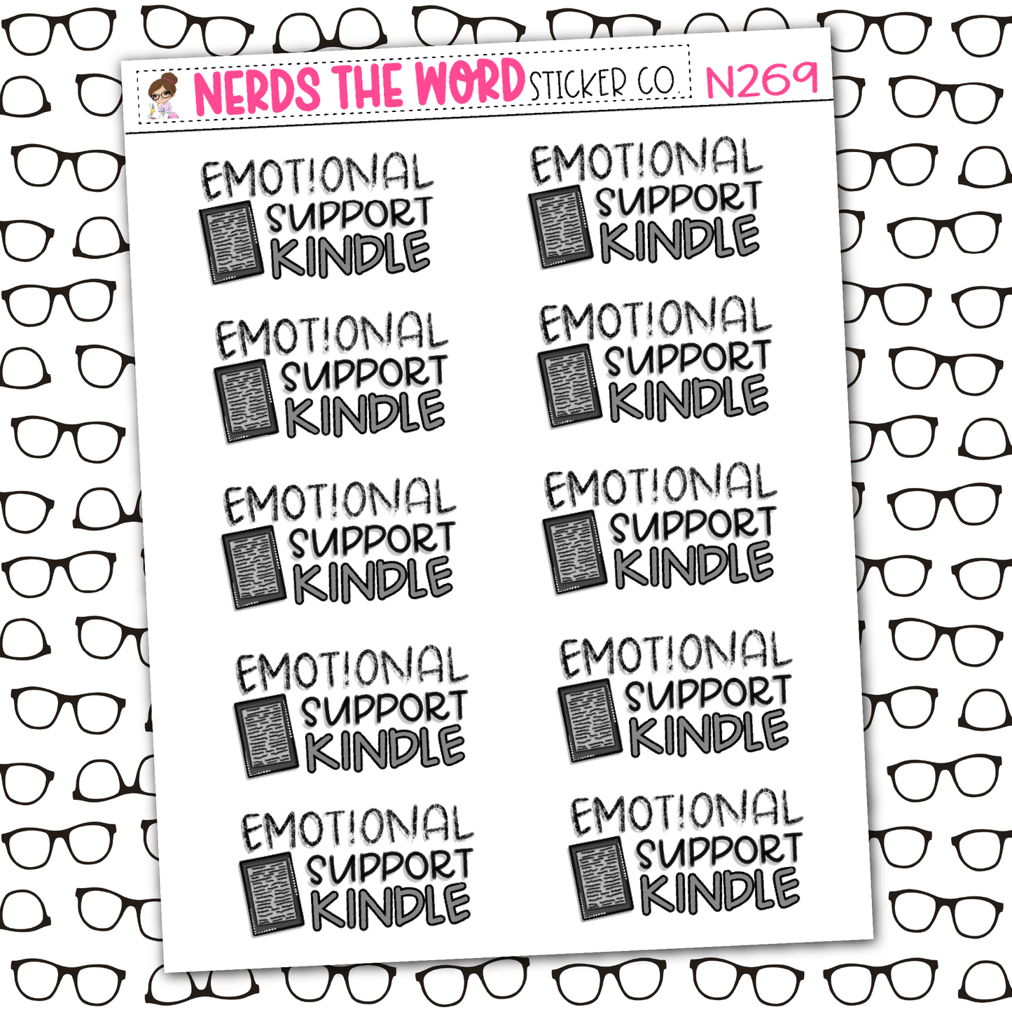 Emotional Support Kindle Sticker Sheet