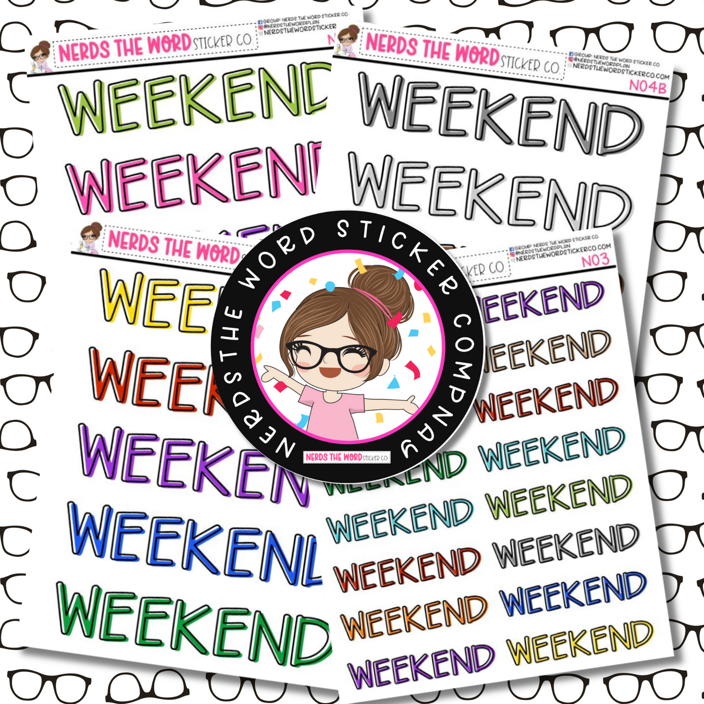Weekend Rainbow Hand Lettered Sticker Sheet