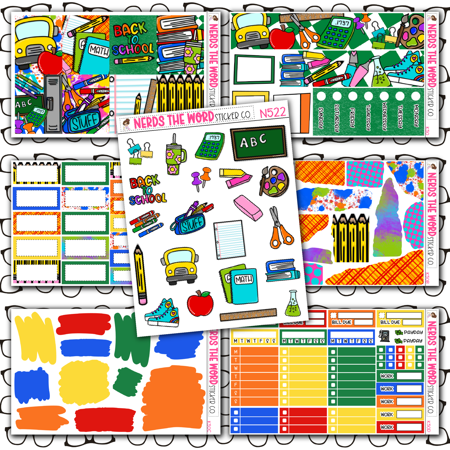 Back To School Monthly, Weekly and or Journaling Sticker Kit