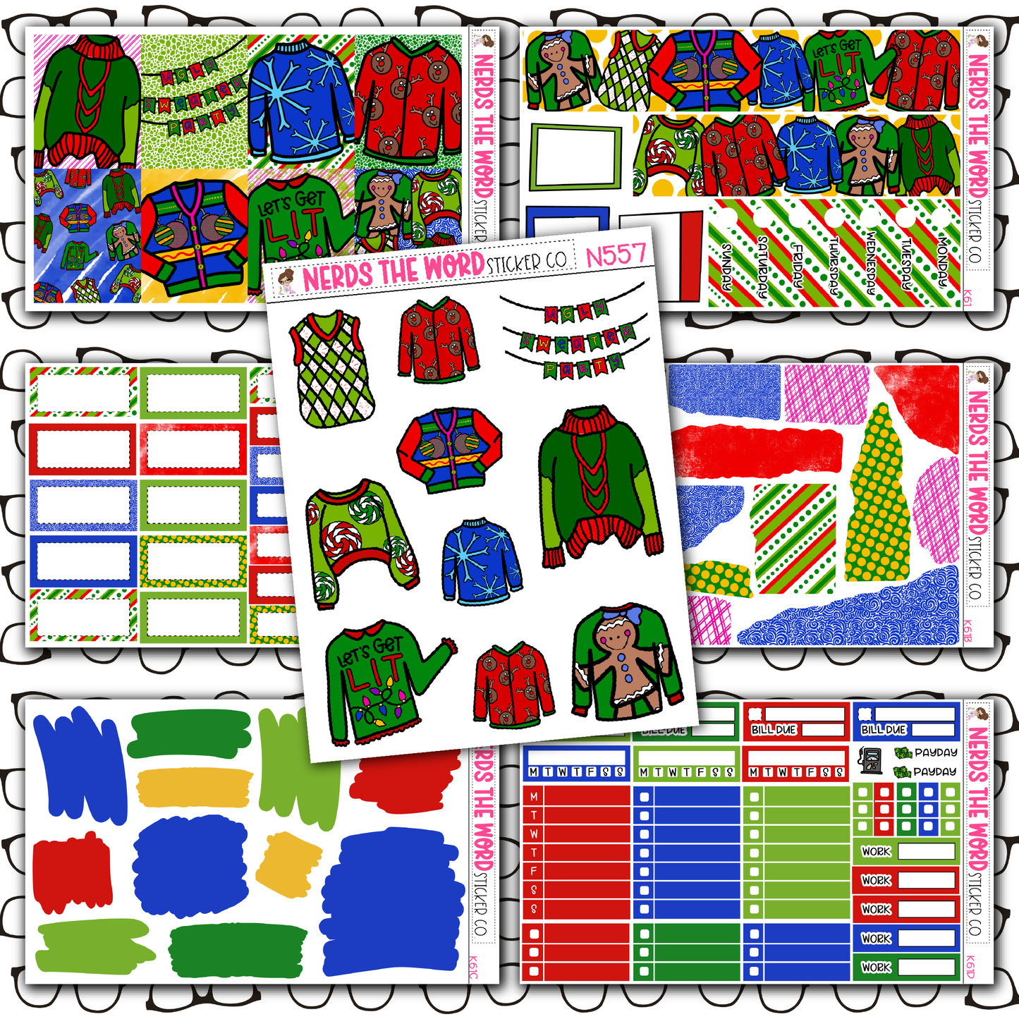 Ugly Sweater Monthly, Weekly and or Journaling Sticker Kit