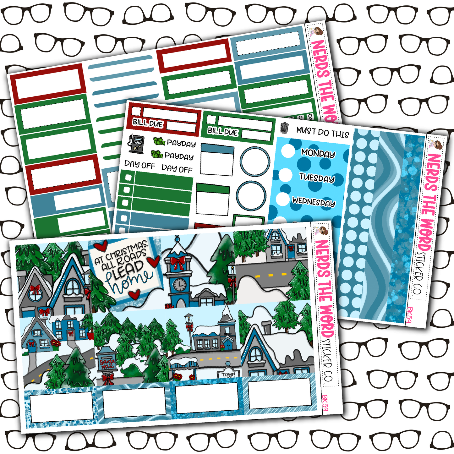 Christmas Village Monthly, Weekly and or Journaling Sticker Kit
