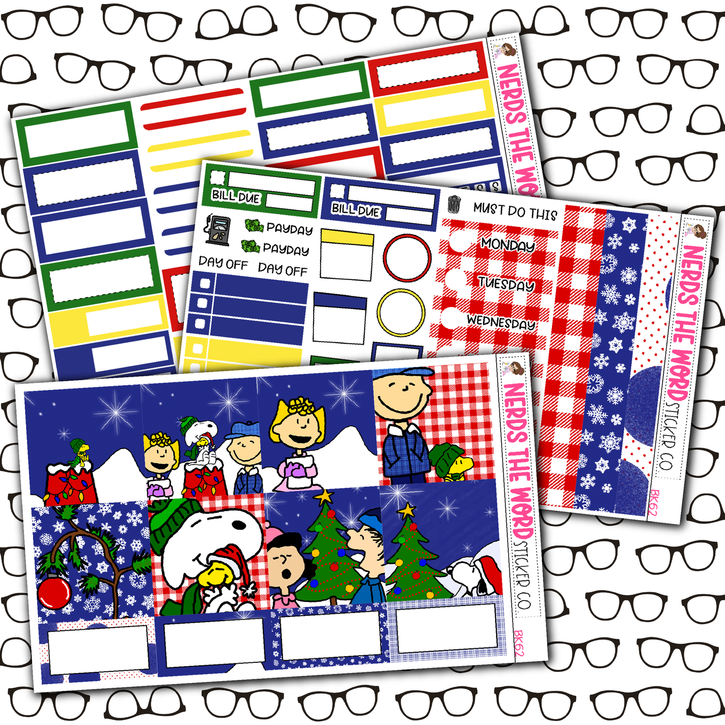 Dog Christmas Monthly, Weekly and or Journaling Sticker Kit