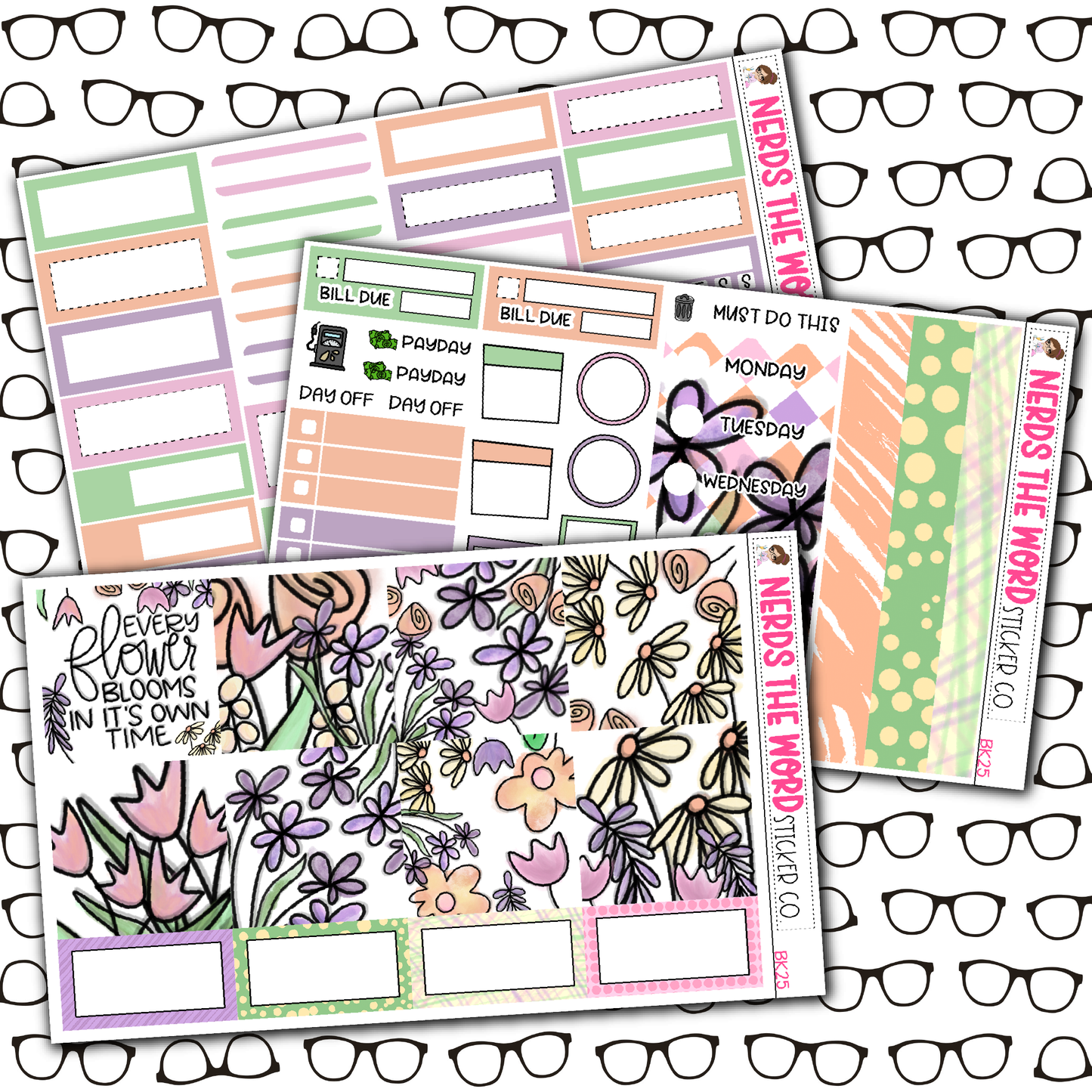 Watercolor Floweres Monthly, Weekly and or Journaling Sticker Kit