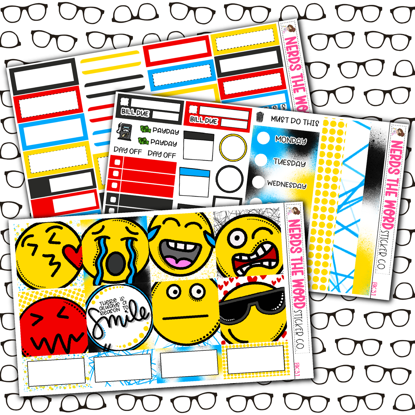 Faces Monthly, Weekly and or Journaling Sticker Kit