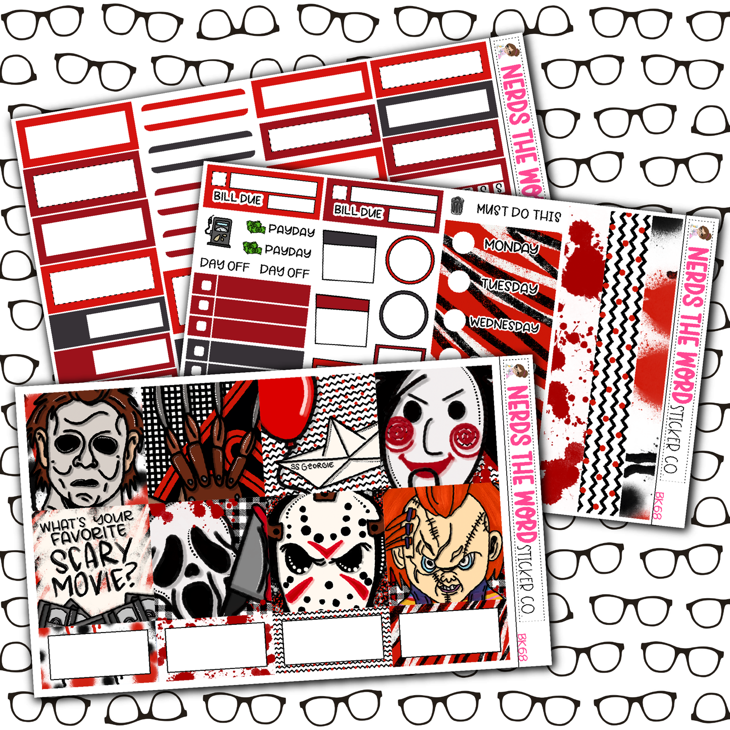 Horror Night Monthly, Weekly and or Journaling Sticker Kit