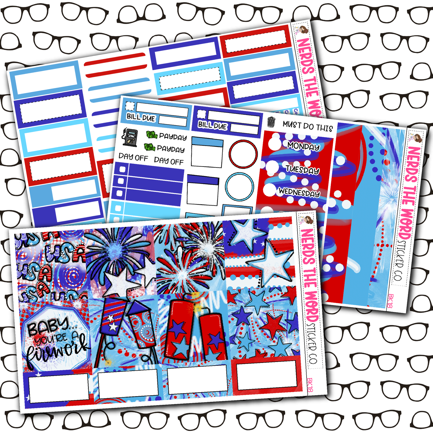 Firework Monthly, Weekly and or Journaling Sticker Kit