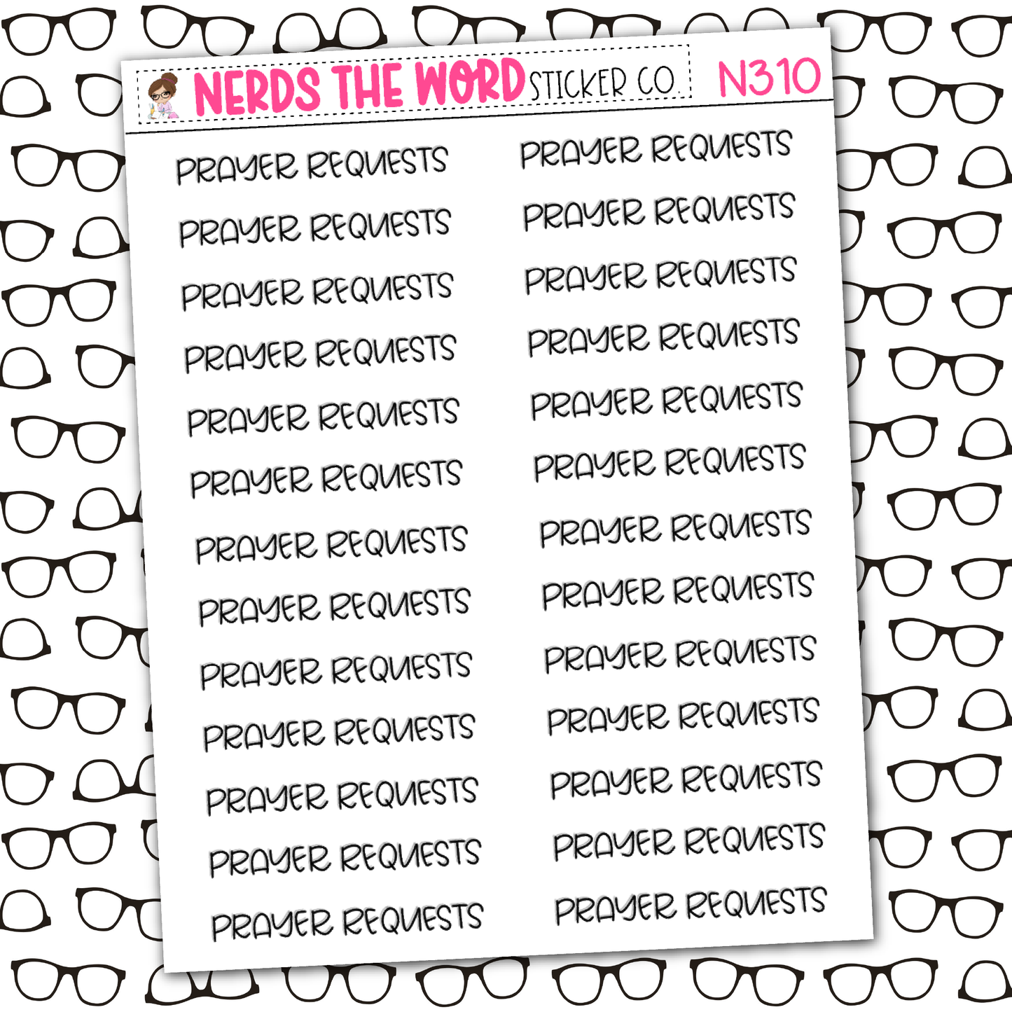 Prayer Request Sticker Sheet