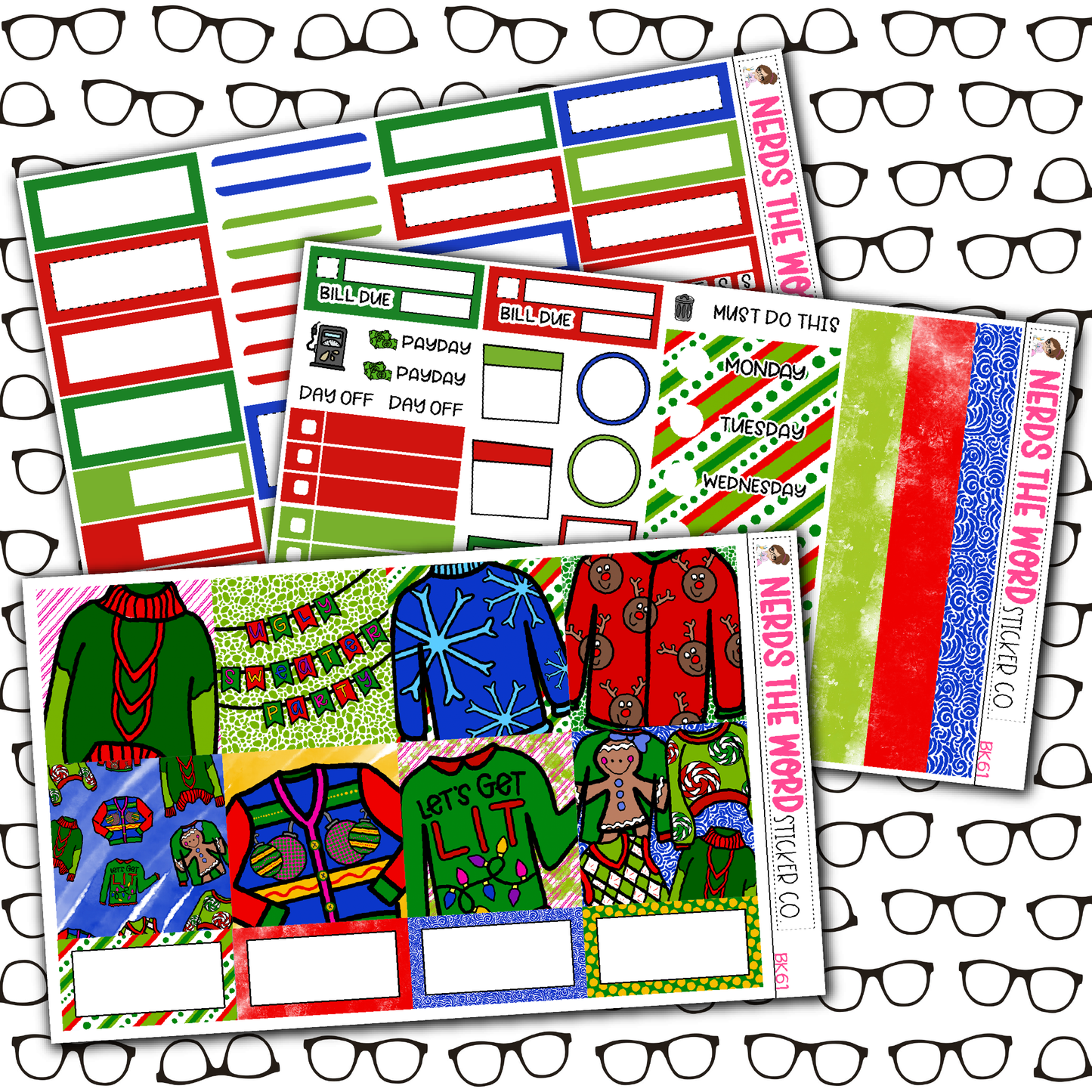 Ugly Sweater Monthly, Weekly and or Journaling Sticker Kit