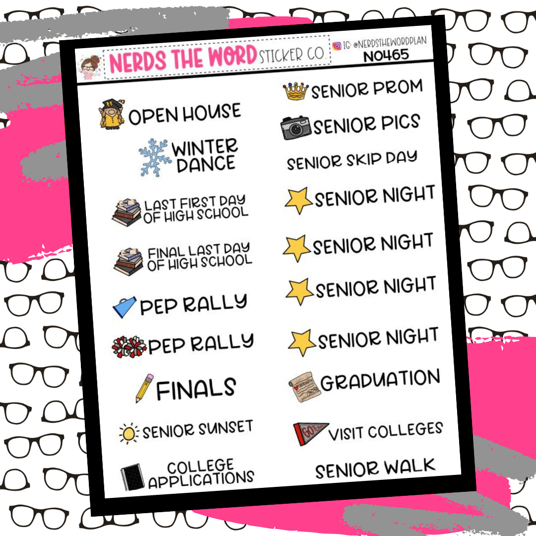 Senior Year School Event Sticker Sheet