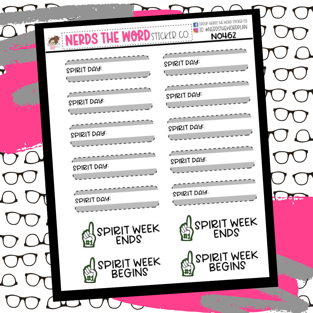 Spirit Week School Sticker Sheet
