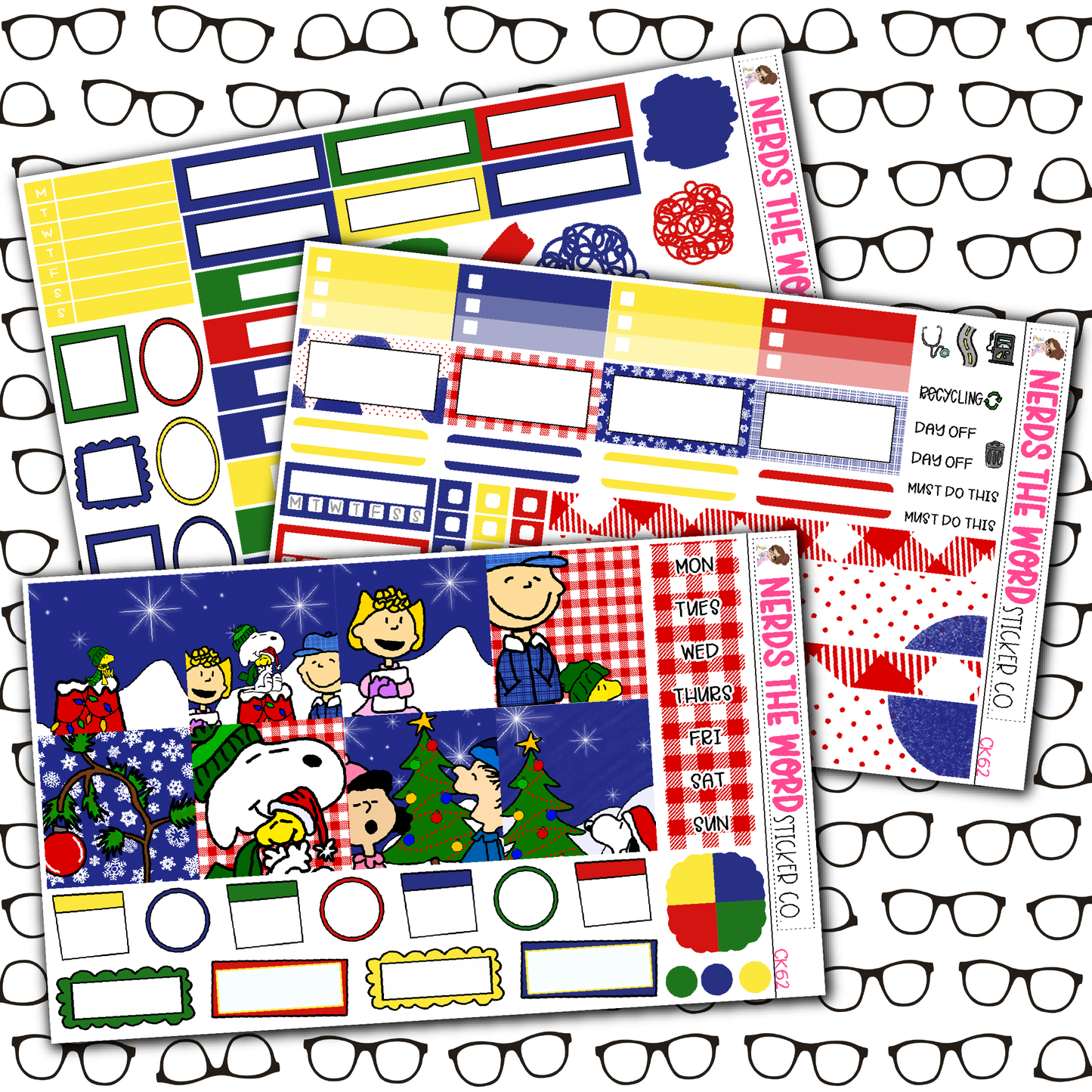 Dog Christmas Monthly, Weekly and or Journaling Sticker Kit